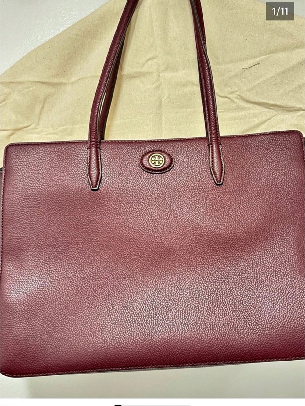 Tory Burch Leather Tote in Burgundy